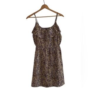 H&M Brown Patterned Sleeveless Spaghetti Strap Dress Size 8
